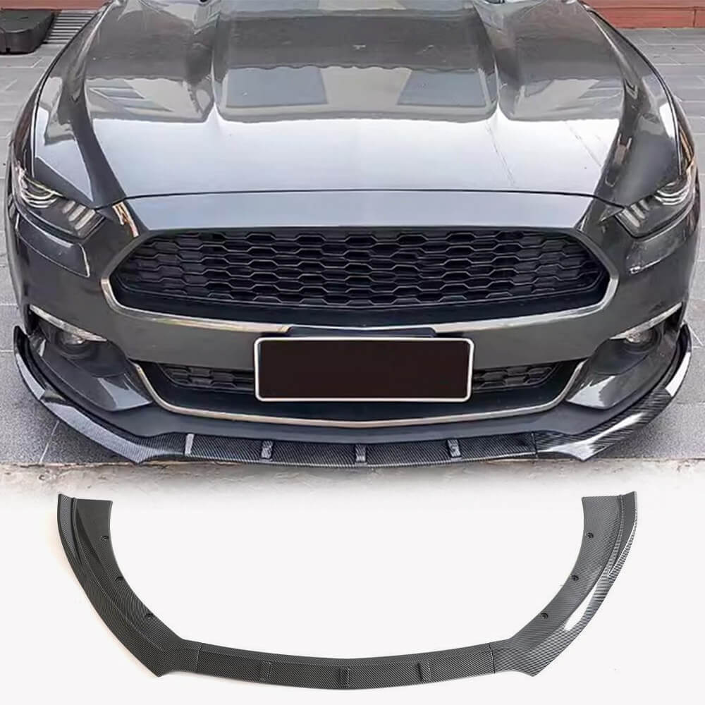 Ford Mustang 2015-2017 Carbon Fiber Pattern Front Bumper Lip ABS 3PCS-Ahacarbon