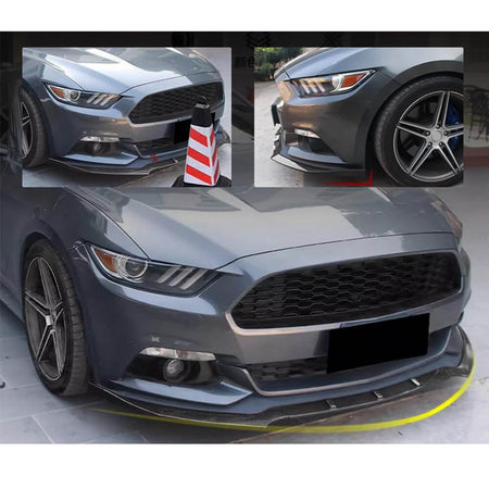 Ford Mustang 2015-2017 Carbon Fiber Pattern Front Bumper Lip ABS 3PCS-Ahacarbon