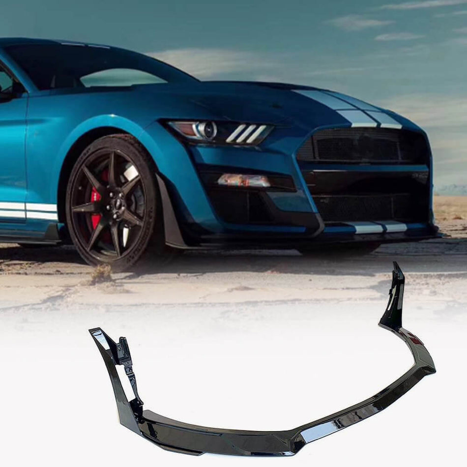 Ford Mustang GT500 2015-2021 Front Bumper Lip Glossy Black ABS 3PCS