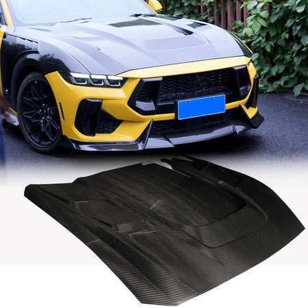 DryCarbonFiberEngineBonnetHood CoverforFordMustangGTS65020242025-Ahacarbon