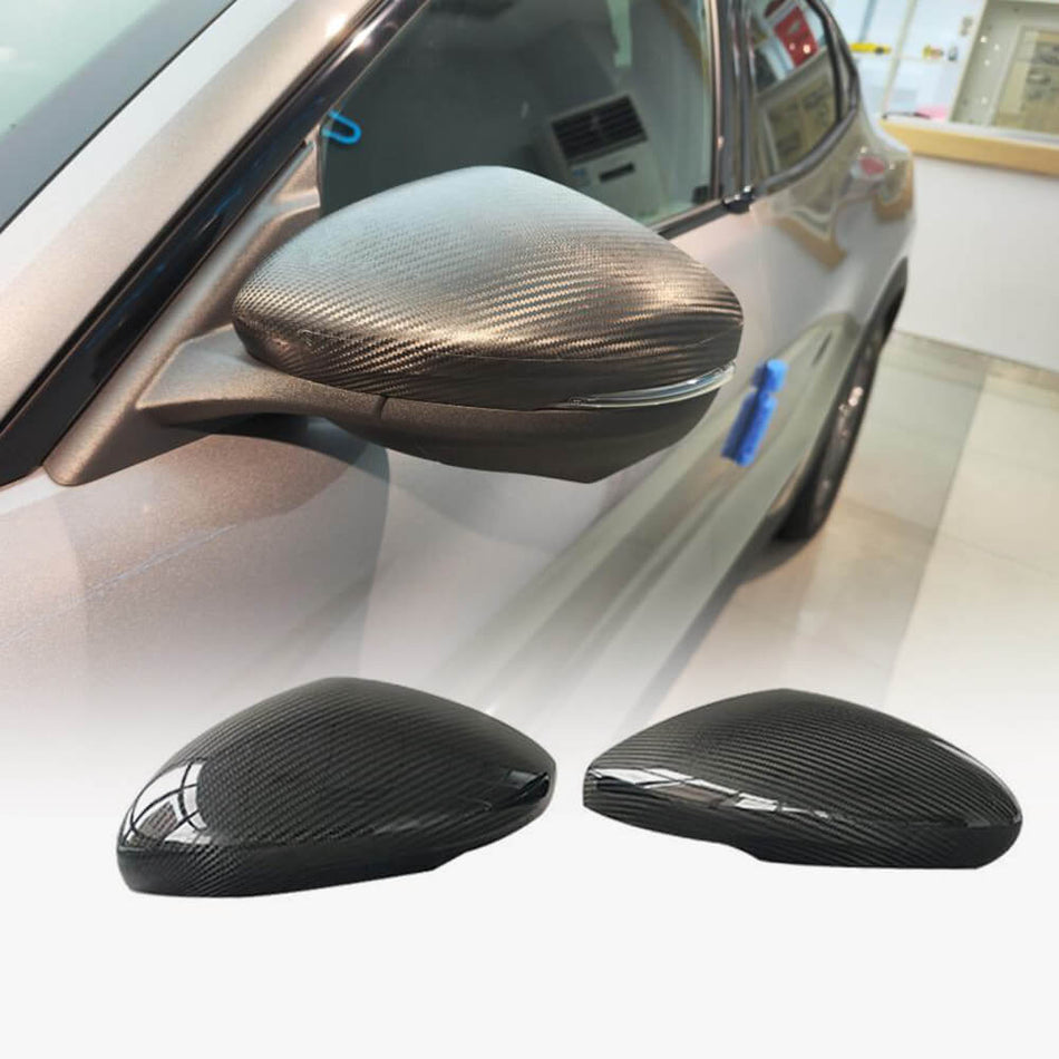 For Ford Mustang Mach-E Sport Utility 4-Door Dry Carbon Fiber Add-on Side Rearview Mirror Cover Caps Pair