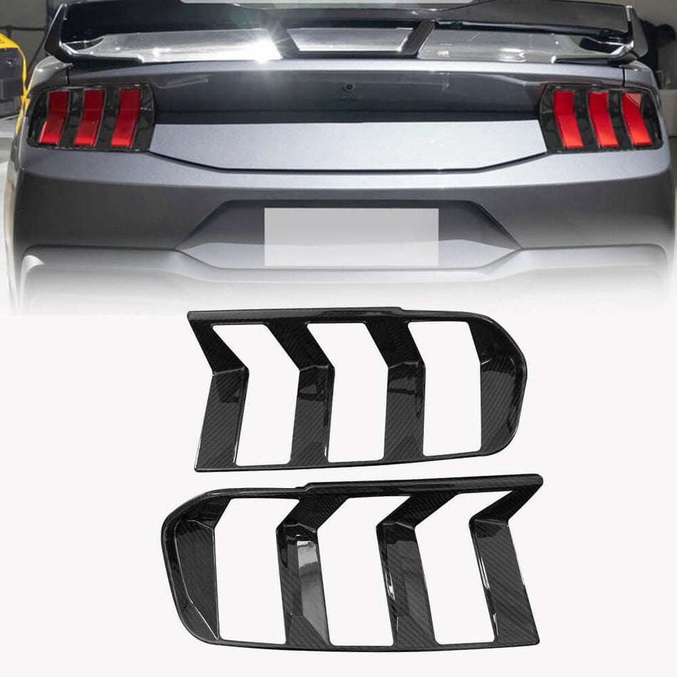 For Ford Mustang S650 2024 Dry Carbon Fiber Taillight Trim Cover Rear Taillight Frame Light Cover Trim 1 Pair   ﻿