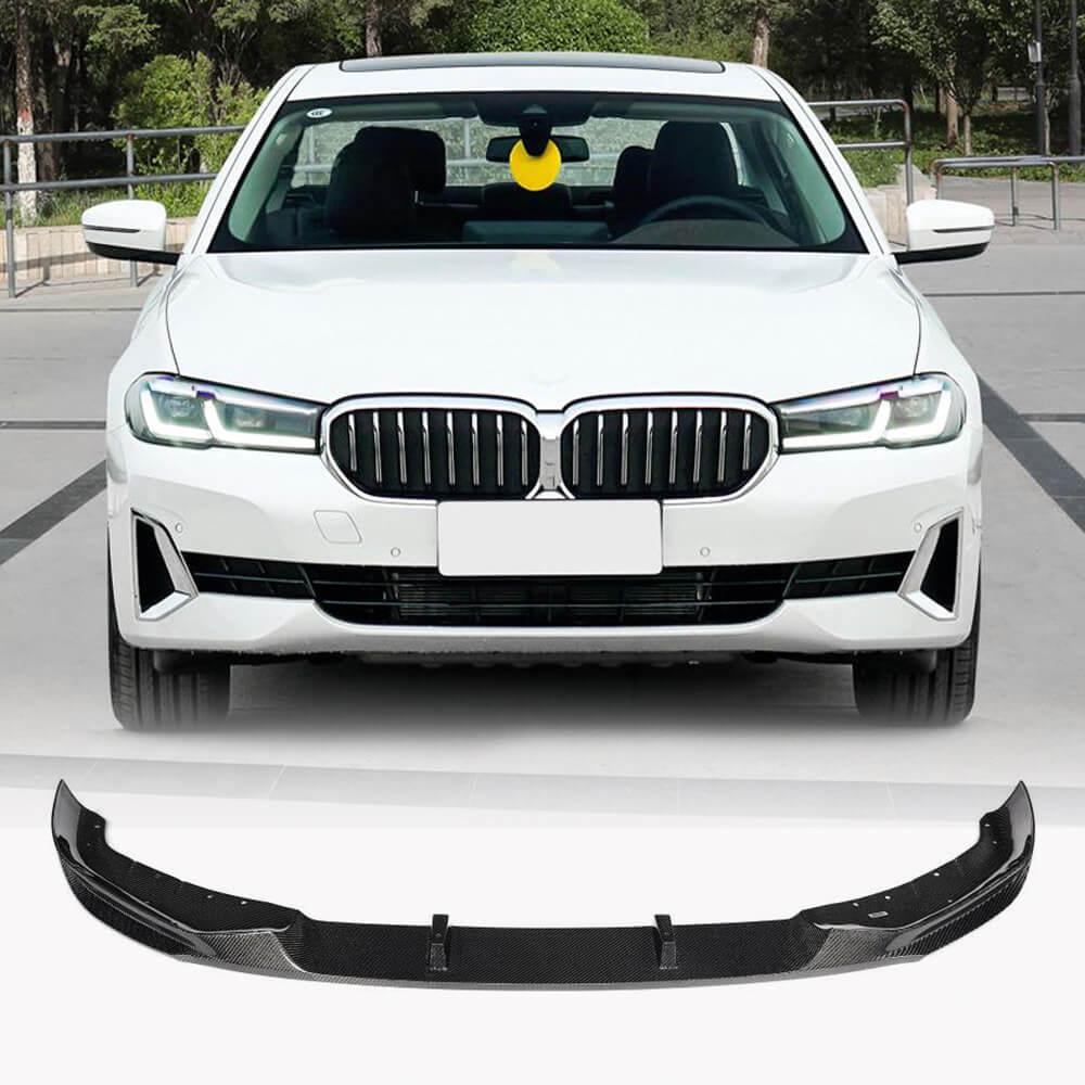 FullCarbonFiberFrontBumperLipforBMW5SeriesG30LCI530iBaseSedan4-Door2021-2023-www.ahacarbon.com