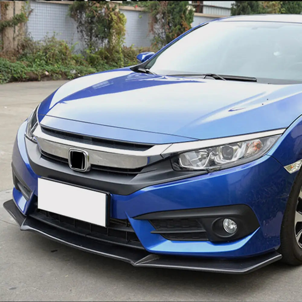 Front Lip Spoiler 3-Piece Carbon Fiber Style Front Bumper Lip Kit For 2016-2021 Honda Civic (Non-Sport Models) Aleron Para Honda Civic - Foto 8