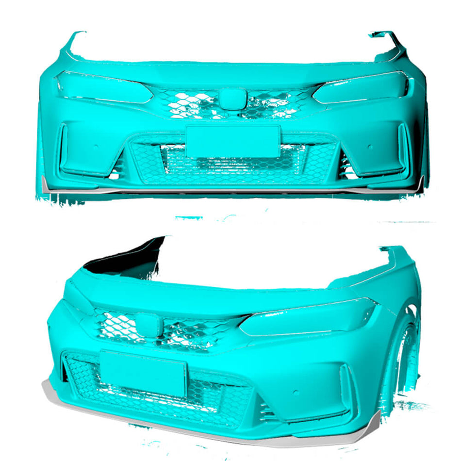For Honda Civic TYPE R Hatchback 4-Door Carbon Fiber Front Bumper Lip Spoiler Wide Body Kit