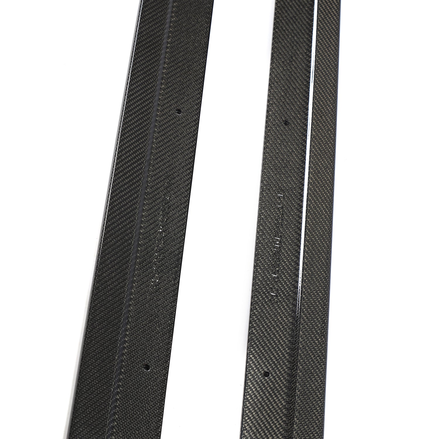 BMW F10 carbon fiber side skirt gloss 3K twill weave detail
