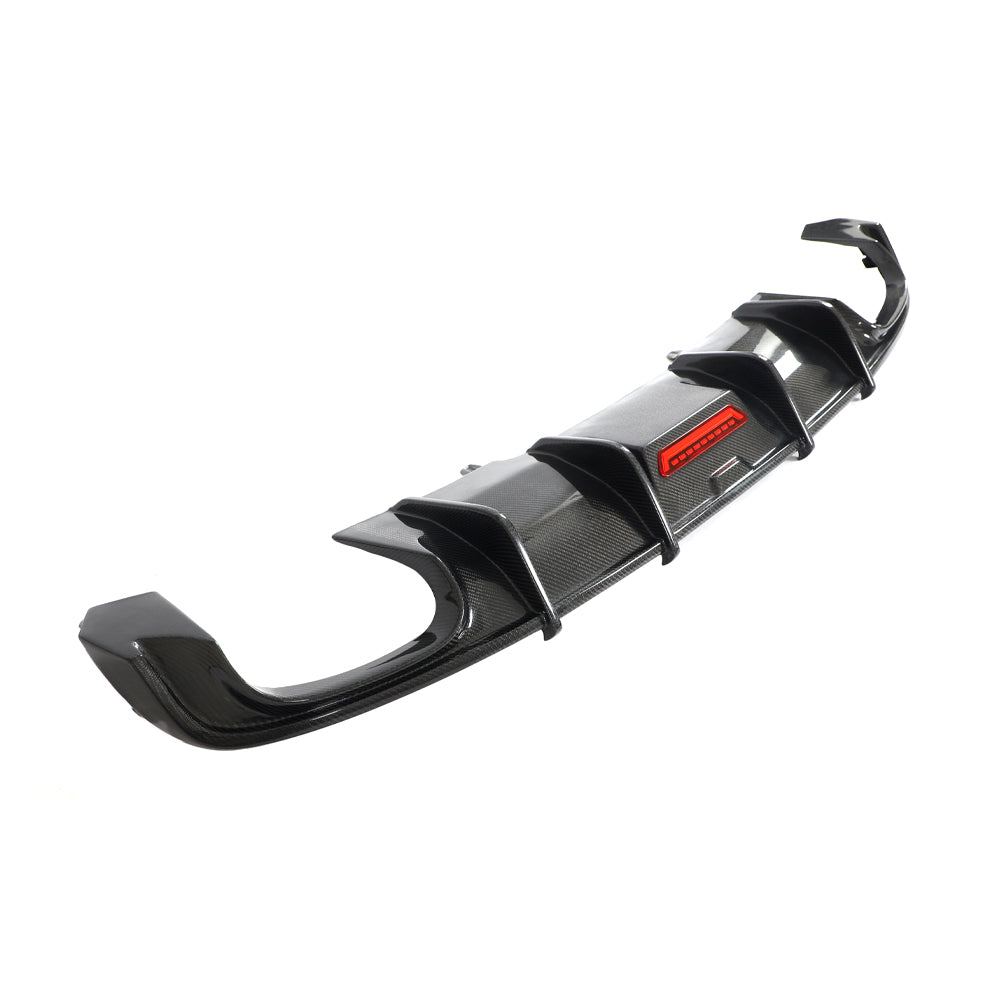 Audi S4 B9 carbon fiber rear bumper diffuser angled product view