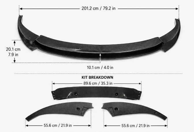 BMW M6 F06 F12 F13 V-style rear diffuser dimensions