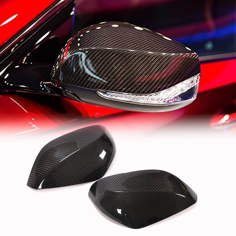 For Infiniti Q50 Q50S Q60 Q60S Q70 Dry Carbon Fiber Side Rear View Mirror Cover Caps Pair Add-on Style