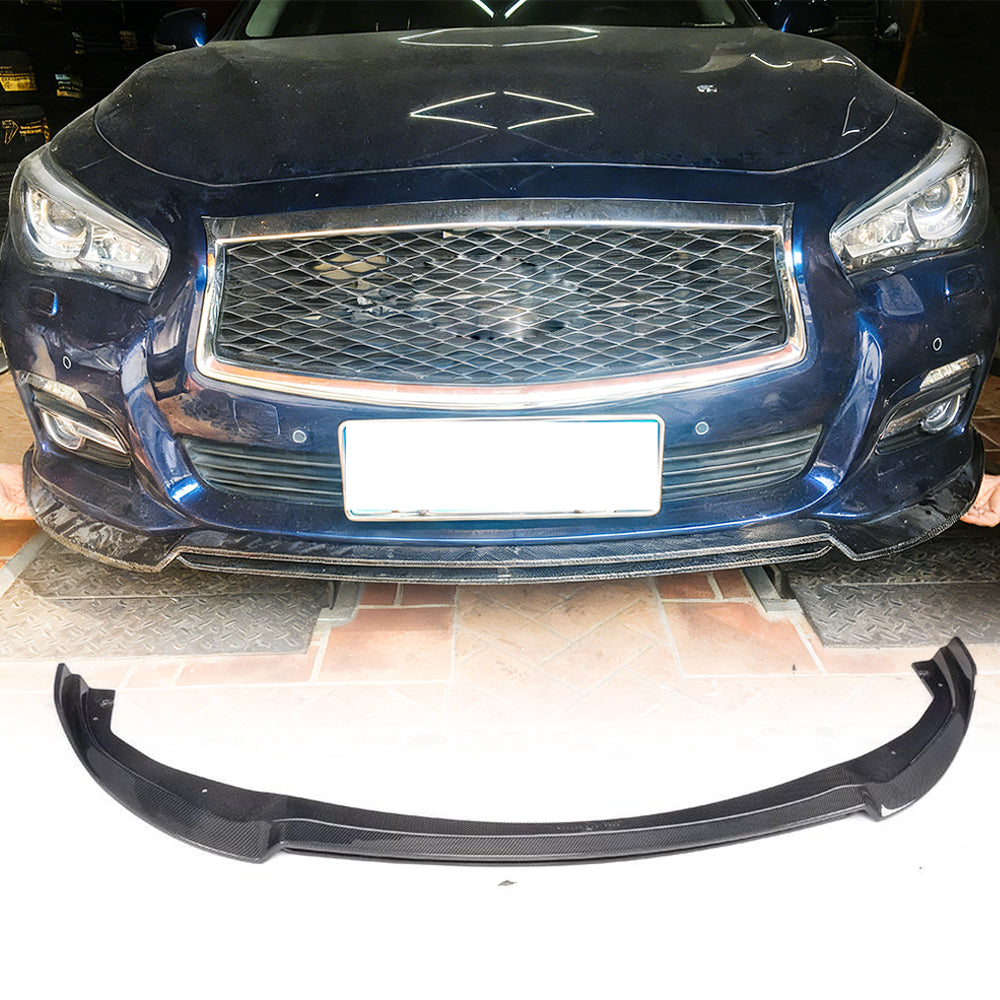 Infiniti Q50 Base 2014-2017 Front Bumper Lip Carbon Fiber-Ahacarbon