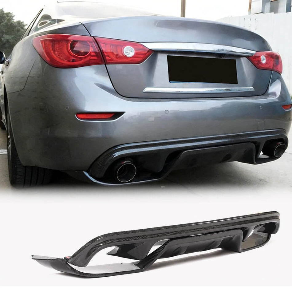 Infiniti Q50 Q50S 2014-2017 Rear Bumper Diffuser Carbon Fiber-Ahacarbon