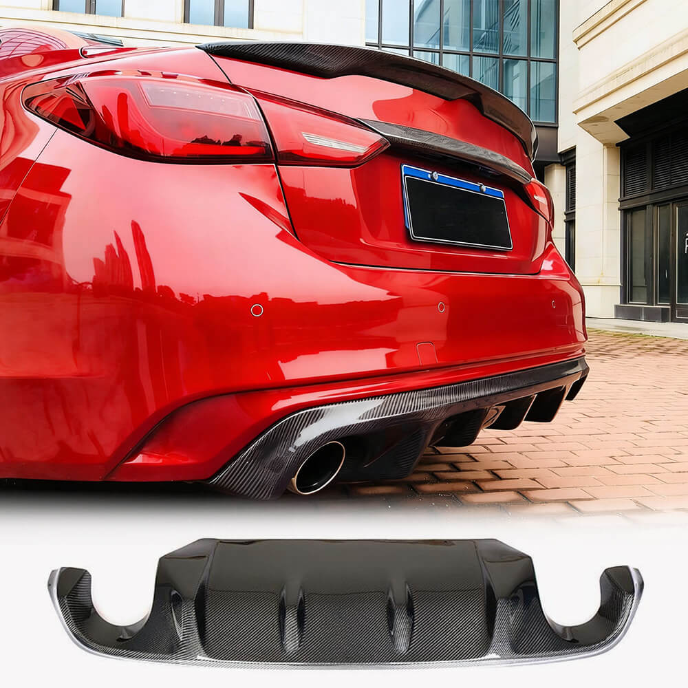 Infiniti Q50 Q50S 2018-2022 Rear Bumper Diffuser Carbon Fiber-Ahacarbon