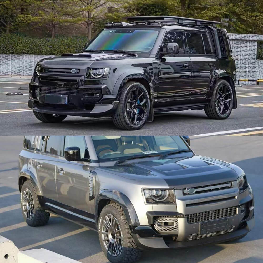 Range Rover Three Fins Land Rover Defender 90/110/130 Carbon Fiber Front Bumper Splitter Air ...