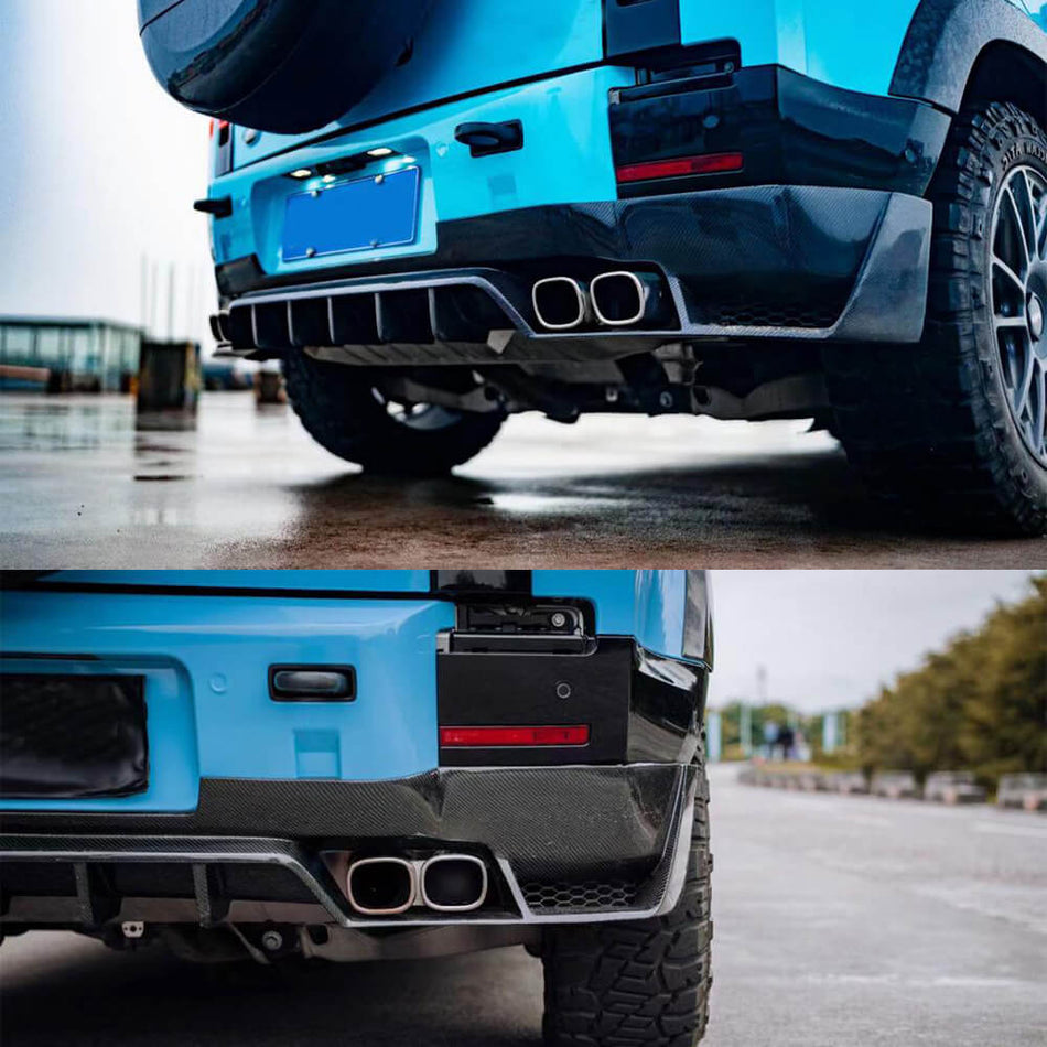 For Land Rover Defender 90/110/130 2020-2023 Carbon Fiber Rear Bumper Diffuser Valance Lip