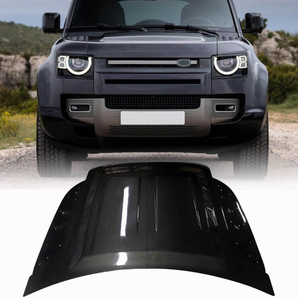 For Land Rover Defender L663 110 Sport Utility 4-Door 20-23 Dry Carbon Fiber Engine Bonnet Hood Cover Wide Body Kit