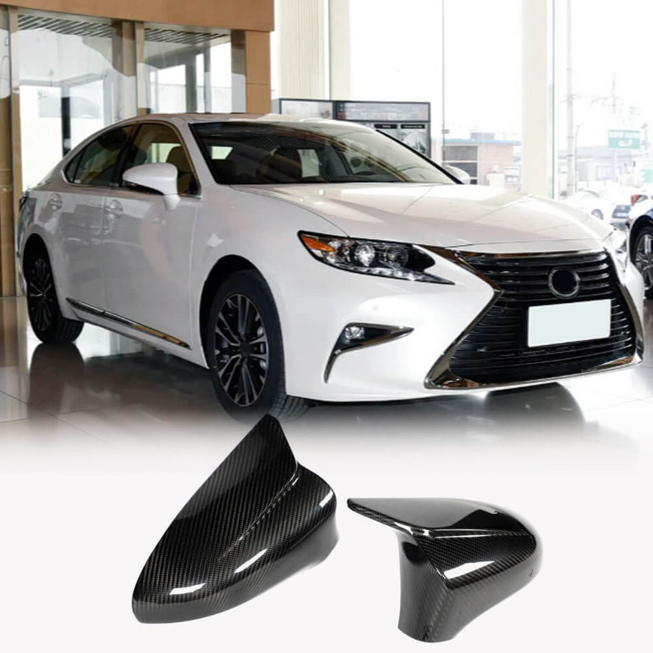 Dry Carbon Fiber Mirror Cover Caps for Lexus ES250 IS300 2014-2020 Add on Style - www.ahacarbon.com