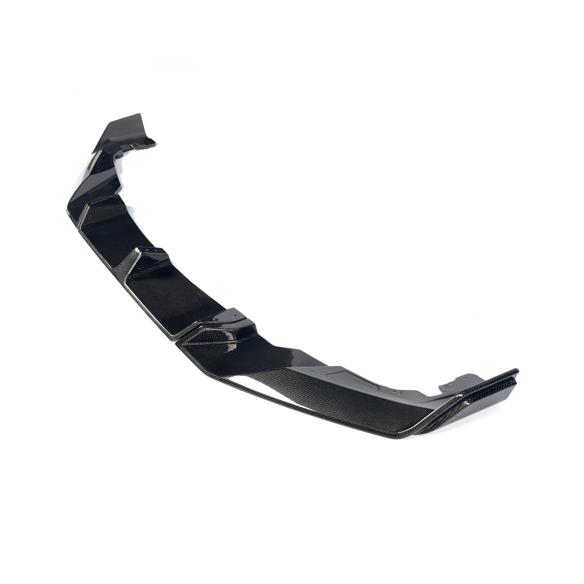 BMW X5M X6M gloss carbon fiber front splitter angled view