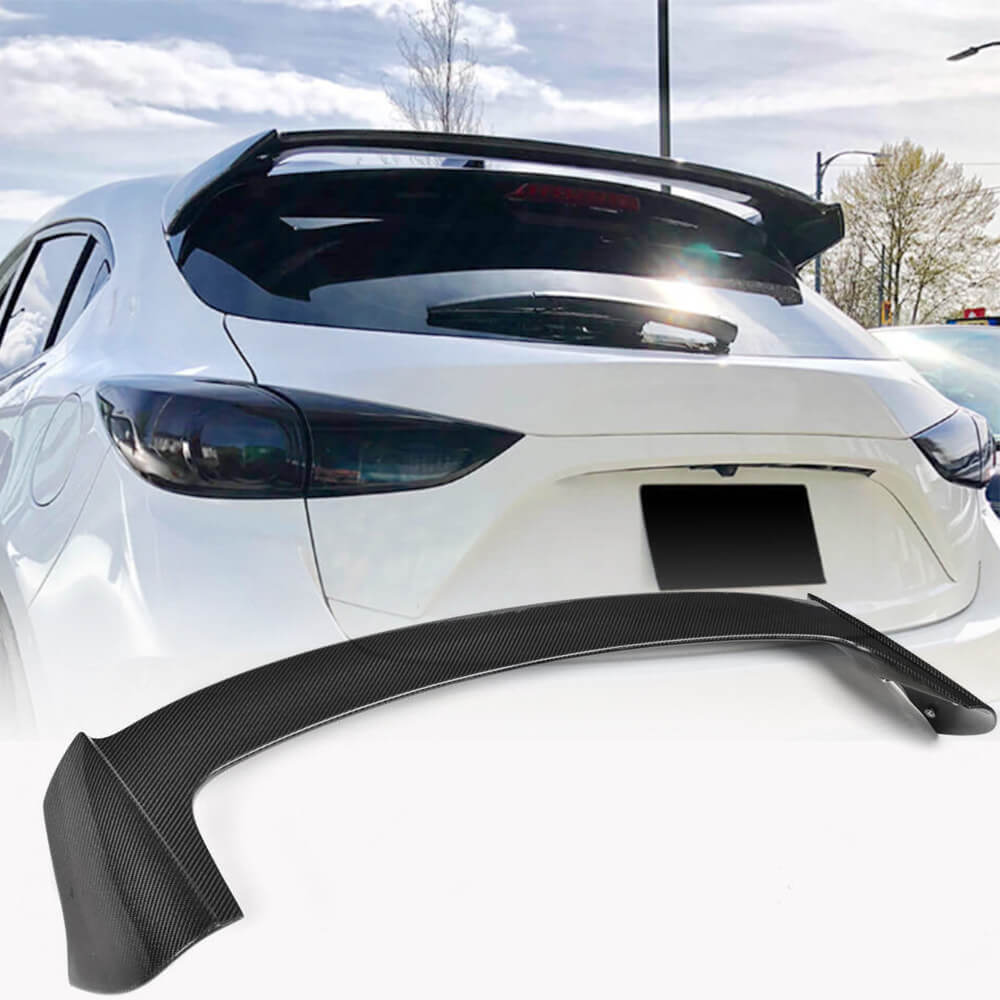 Mazda 3 Axela low-profile carbon fiber rear roof spoiler