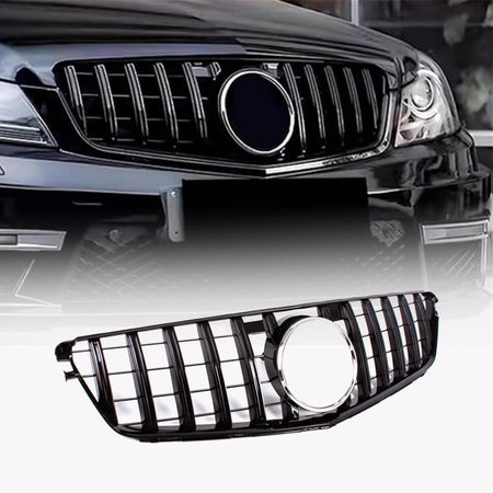 Mercedes Benz C-Class W204 C250 C300 C350 2008-2014 Front Grille Glossy Black ABS-Ahacarbon