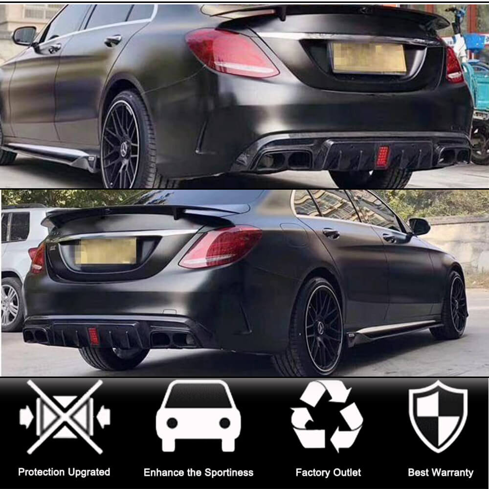 Mercedes Benz W205 C200 C250 Black PP Rear Diffuser | Exterior Mods