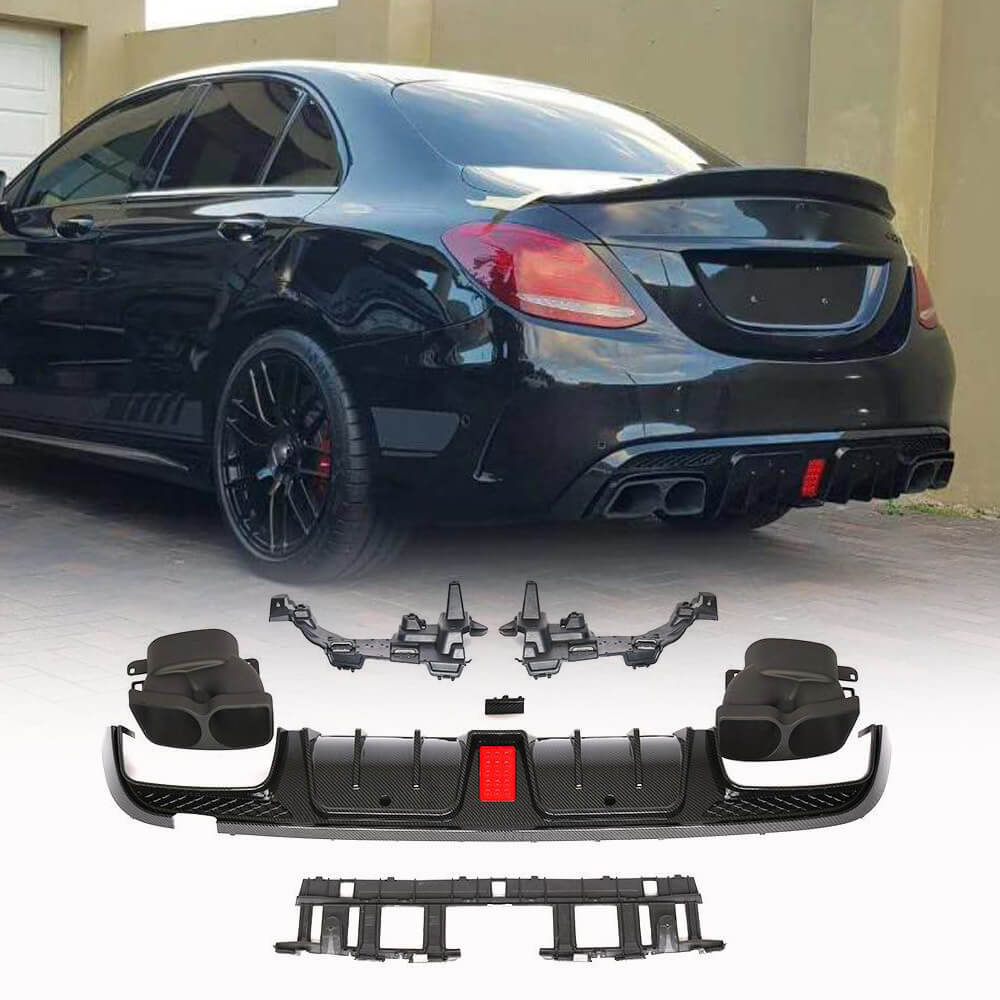 Mercedes Benz W205 C200 C250 Carbon look PP Rear Diffuser