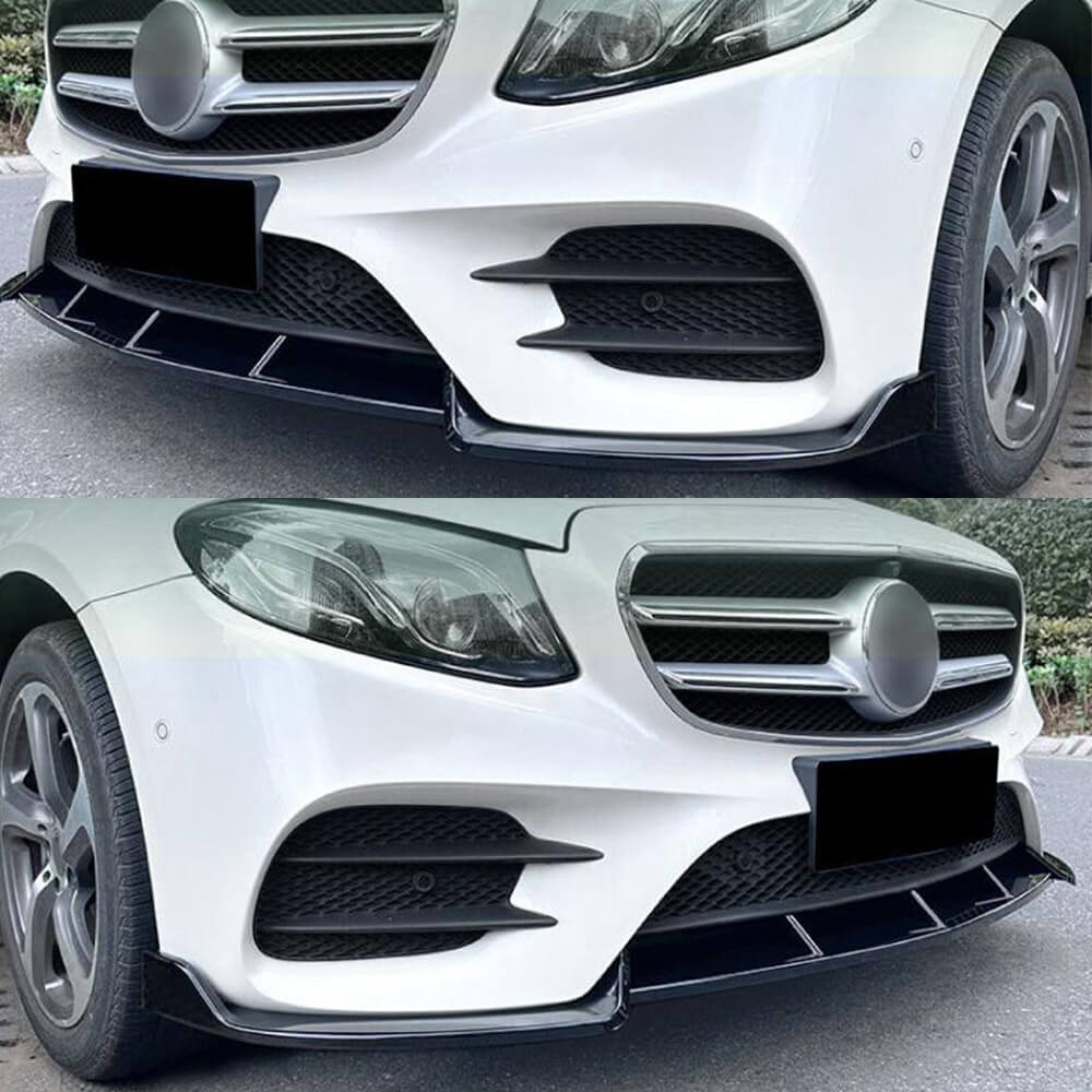 Mercedes Benz E Class W213 Sport E43 AMG 2016-2020 Front Bumper Lip Glossy Black ABS-Ahacarbon