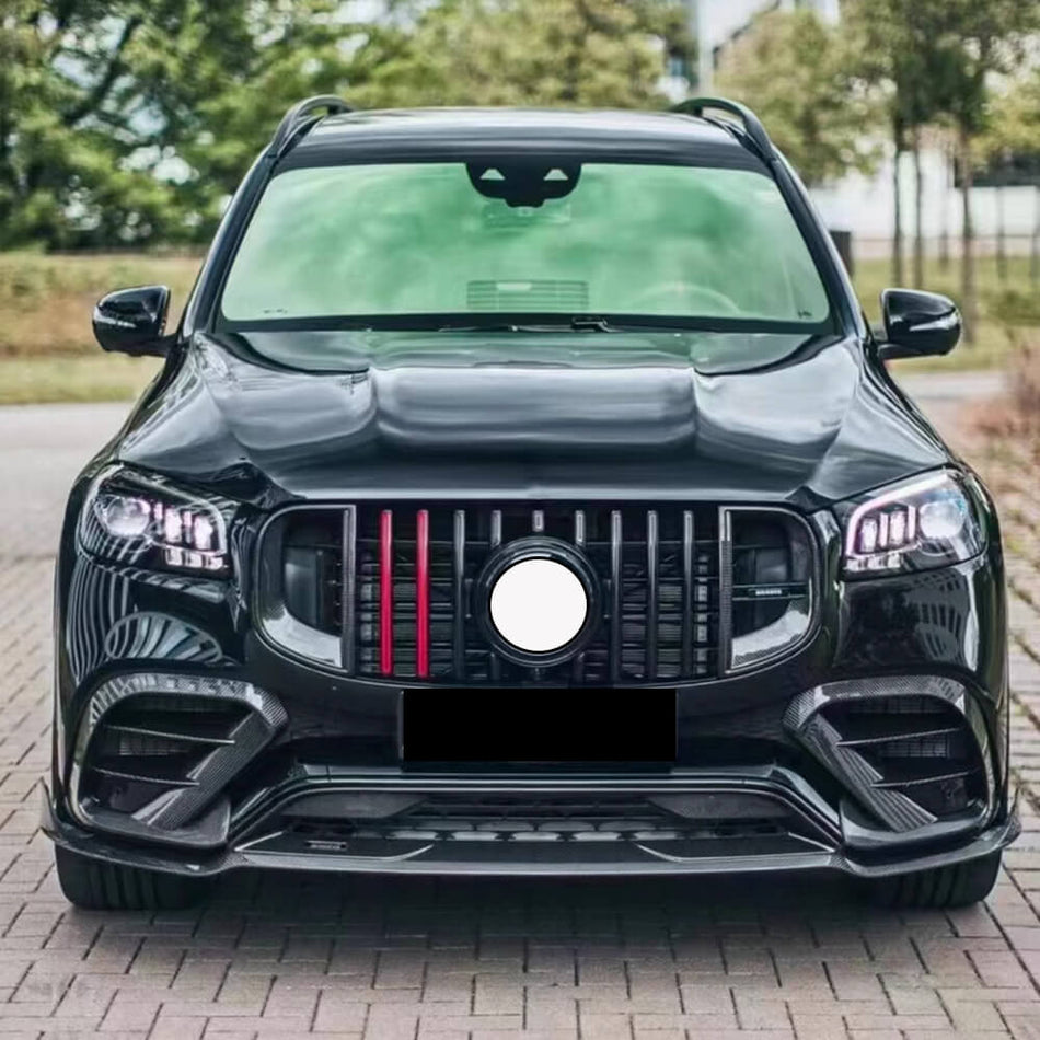Mercedes Benz GLS63 X167 AMG Base Sport Utility 4-Door 2020-2024 Front Bumper Lip Carbon Fiber-Ahacarbon