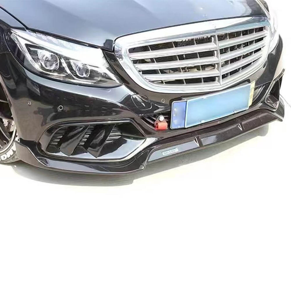 For Mercedes Benz W205 C180 C200 C250 C300 C350 C400 Base Sedan 15-19 Carbon Fiber Front Bumper Lip Spoiler