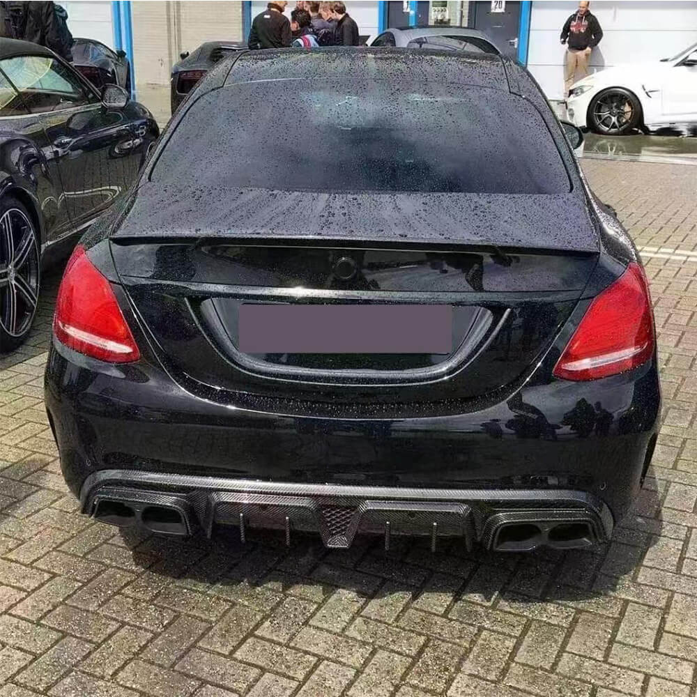 Mercedes Benz C Class W205 C250 C300 C63 AMG Seban 4-Door 2015-2021 Carbon Fiber Rear Bumper Diffuser Lip Spoiler-Ahacarbon