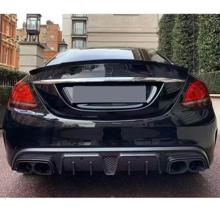Mercedes Benz C Class W205 C250 C300 C63 AMG Seban 4-Door 2015-2021 Carbon Fiber Rear Bumper Diffuser Lip Spoiler-Ahacarbon