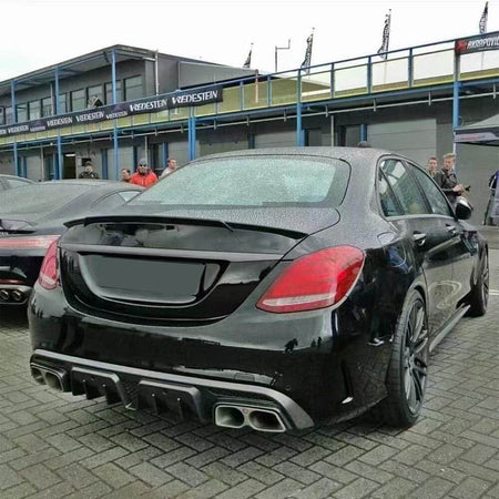 Mercedes Benz C Class W205 C250 C300 C63 AMG Seban 4-Door 2015-2021 Carbon Fiber Rear Bumper Diffuser Lip Spoiler-Ahacarbon