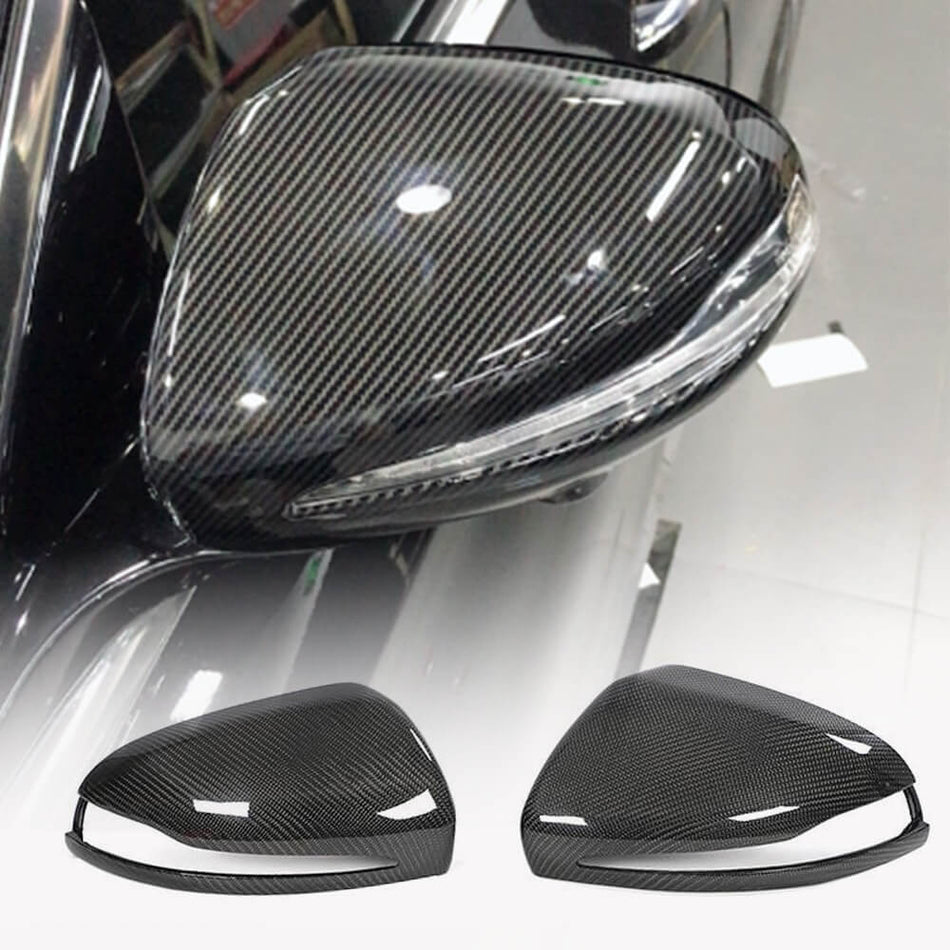 Mercedes Benz W205 W213 W222 Mirror Cover Caps Replacement Style Pair Carbon Fiber LHD