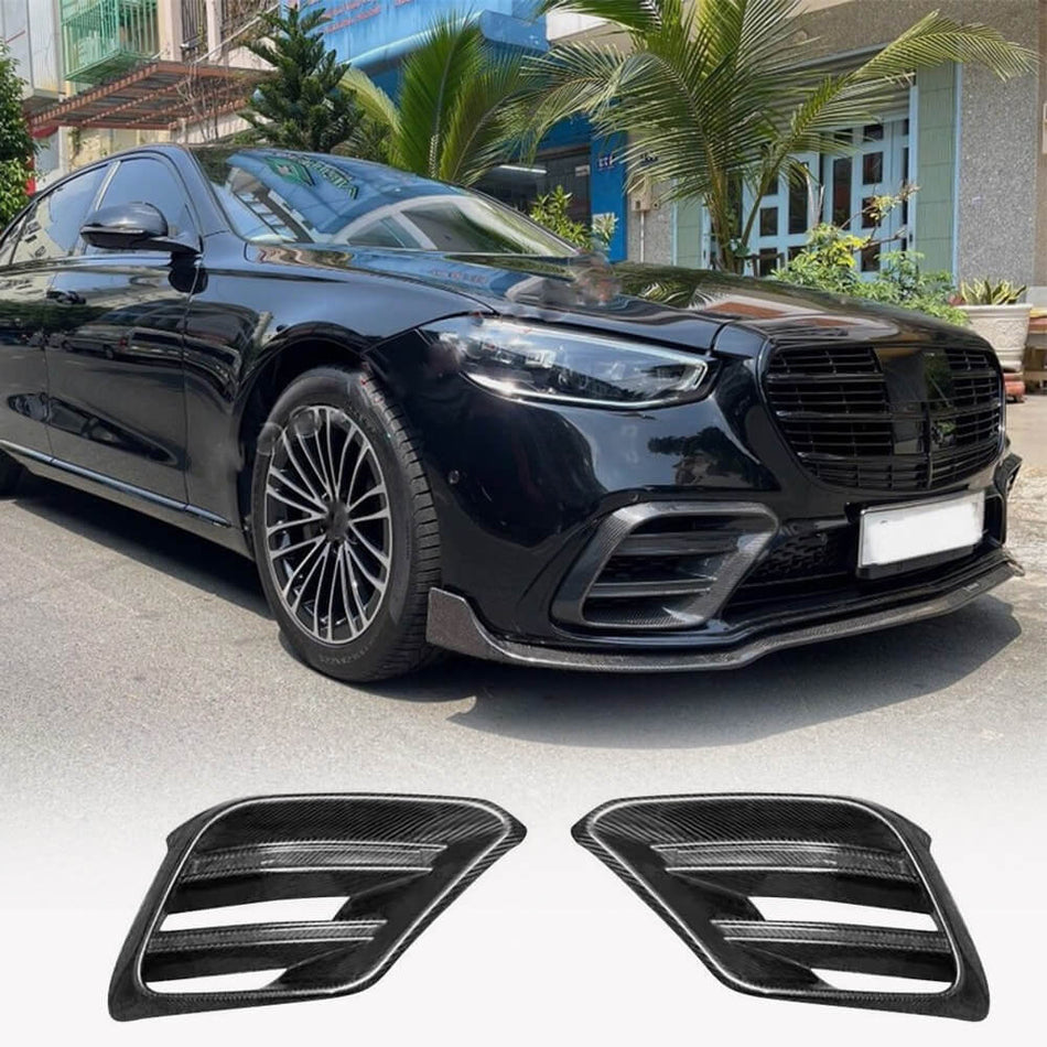 Mercedes Benz W223 S450 S500 S580 2021-2025 Carbon Fiber Carbon Front Bumper Air Vent Cover-Ahacarbon