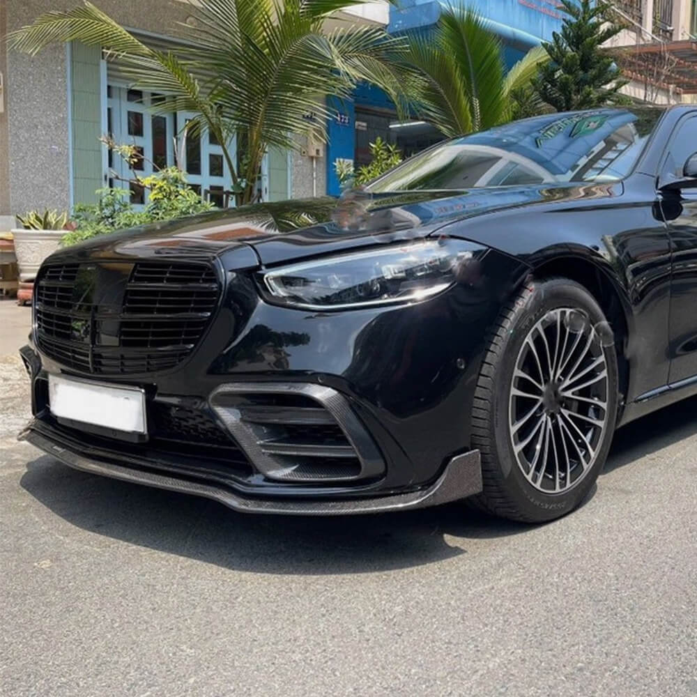 Mercedes Benz W223 S450 S500 S580 2021-2025 Carbon Fiber Front Bumper Lip-Ahacarbon