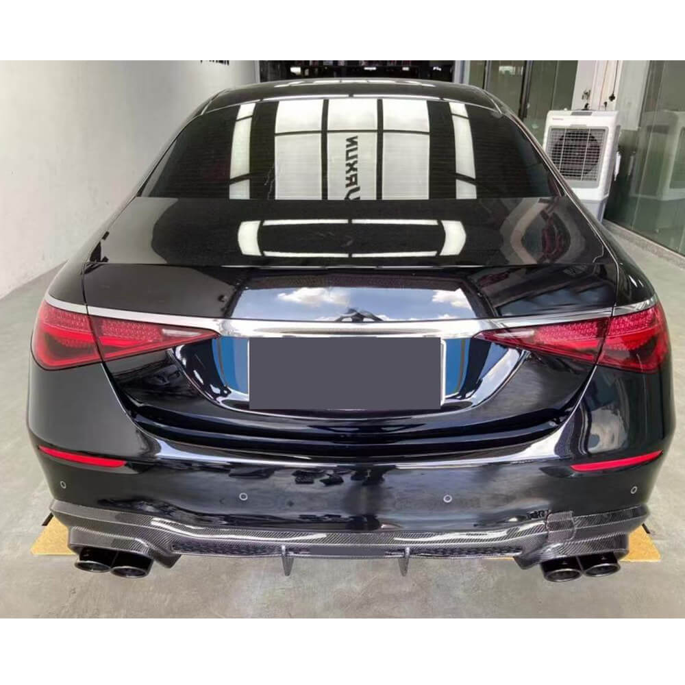 Mercedes Benz W223 S450 S500 S580 2021-2025 Carbon Fiber Rear Bumper Diffuser Lip W/exhaust Tip-Ahacarbon