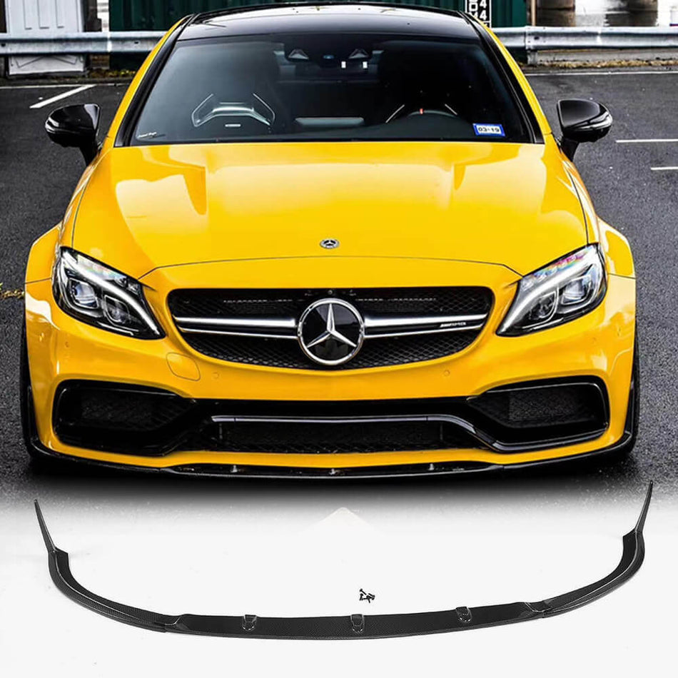 For Mercedes Benz (W205) C205 A205 C63 AMG Pre-facelift Carbon Fiber Front Bumper Lip Spoiler Aero Body Kits
