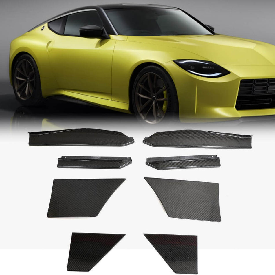 For Nissan 400Z Dry Carbon Fiber Add-on Side Skirts Door Rocker Panels Extension Lip