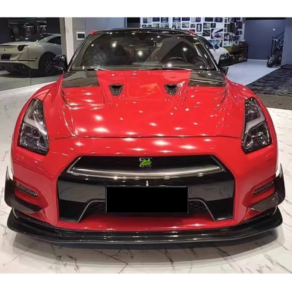 Nissan GTR R35 Carbon Fiber Front Bumper Splitter Air Vent Fins ...