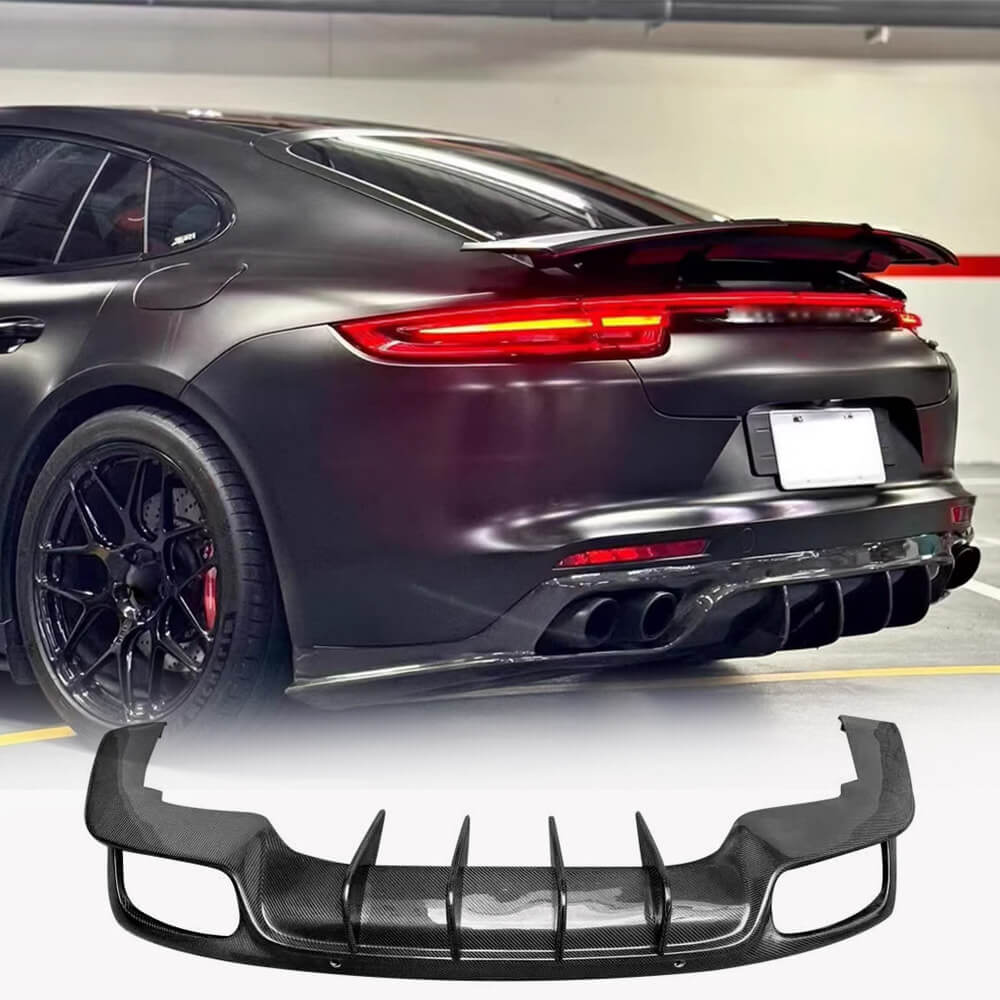 Porsche Panamera 971.2 2017-2026 Carbon Fiber Rear Bumper Diffuser Lip Spoiler-Ahacarbon