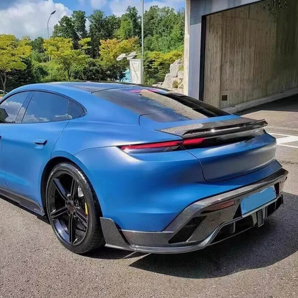 Porsche Taycan Turbo S 9J1 Carbon Fiber Rear Bumper Lip | Exterior