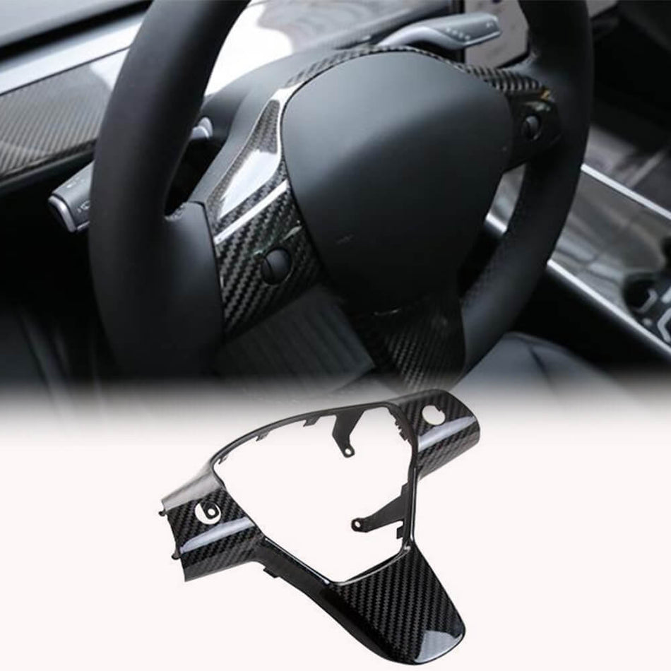 For Tesla Model 3 17-21 Carbon Fiber Steering Wheel Covers Interior Parts