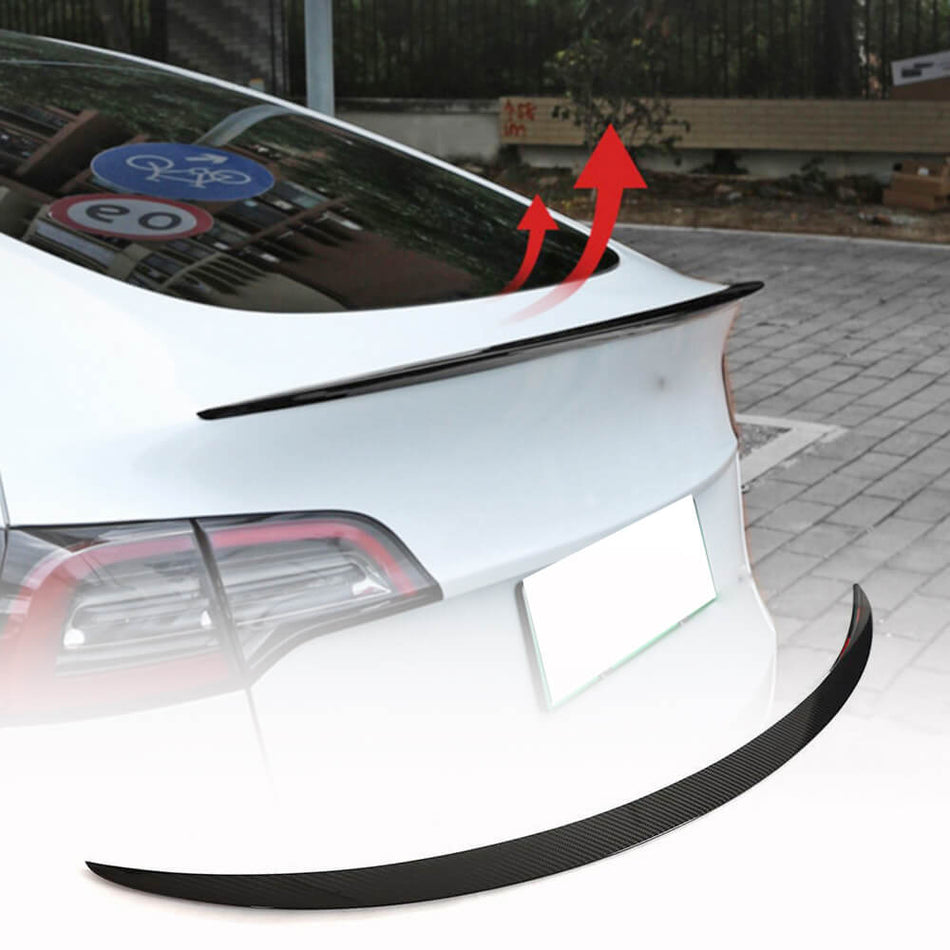 For Tesla Model 3 19-23 Dry Carbon Fiber Rear Trunk Spoiler Wing Lip Car Spoiler