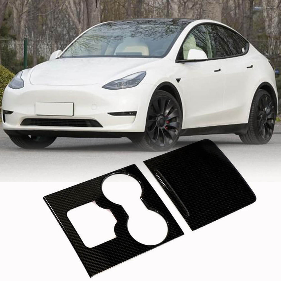 For Tesla Model 3 & Y Dry Carbon Fiber Interior Control Decoration Cover Trim