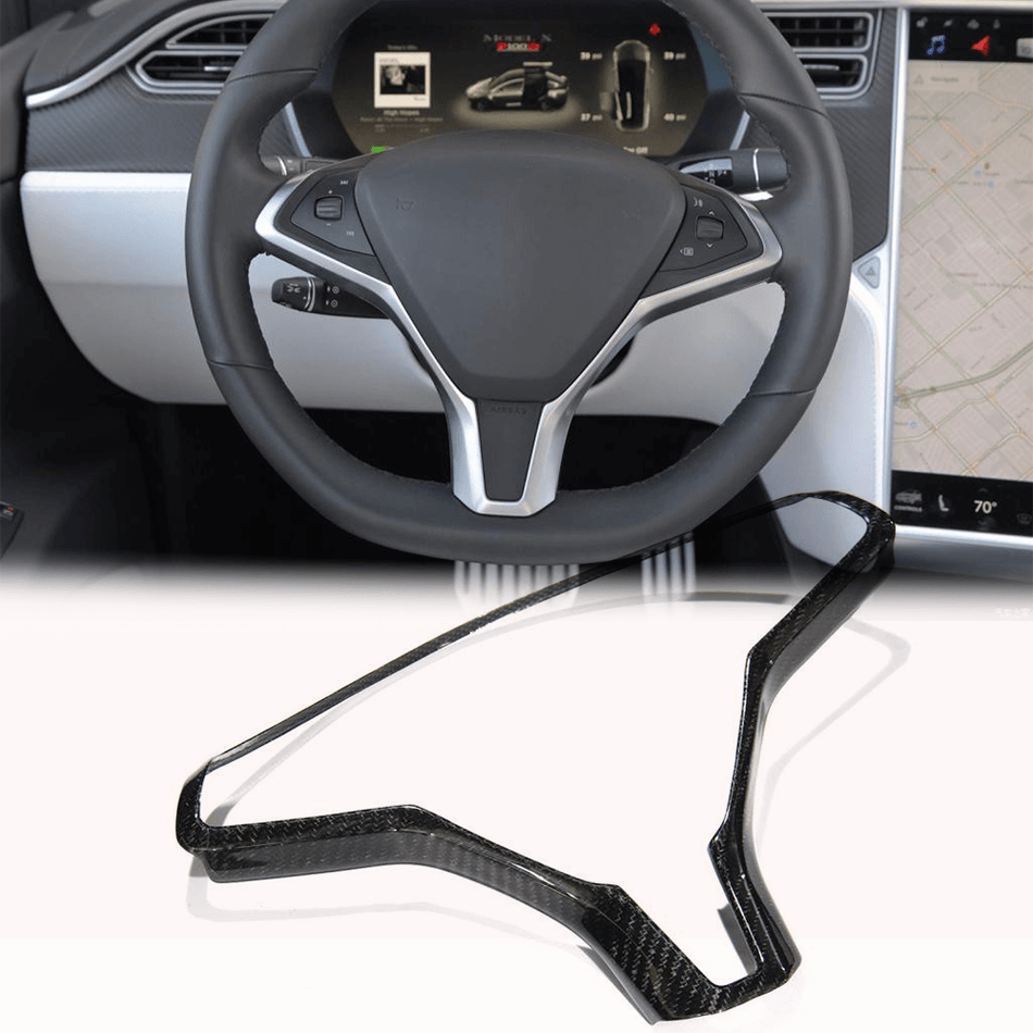 For Tesla Model S Sedan 4 Door 60 60D 70 70D 85 85D 90 90D 100D 14-20 Dry Carbon Fiber Steering Wheel Covers Interior Parts