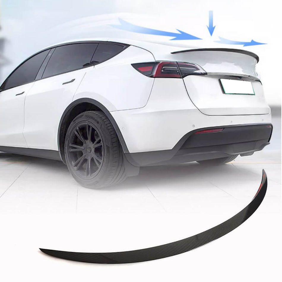 For Tesla Model Y 19-23 Dry Carbon Fiber Rear Trunk Spoiler Boot Wing Lip Car Spoiler