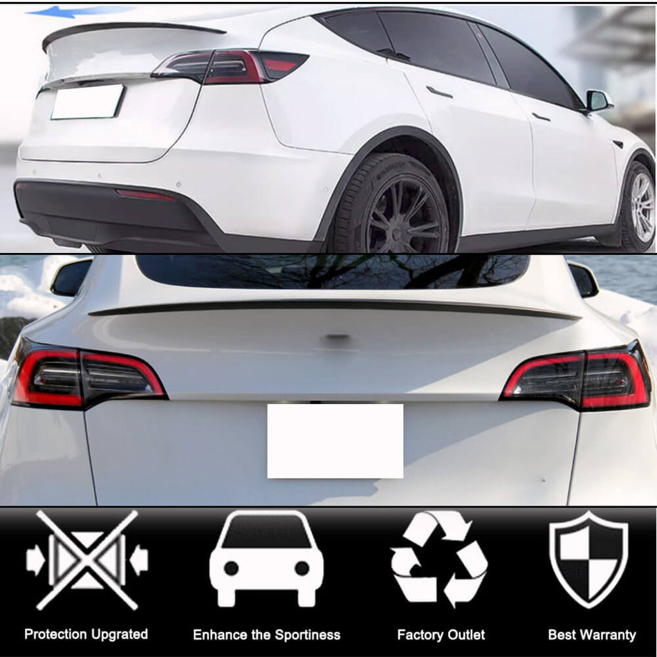 For Tesla Model Y 19-23 Dry Carbon Fiber Rear Trunk Spoiler Boot Wing Lip Car Spoiler