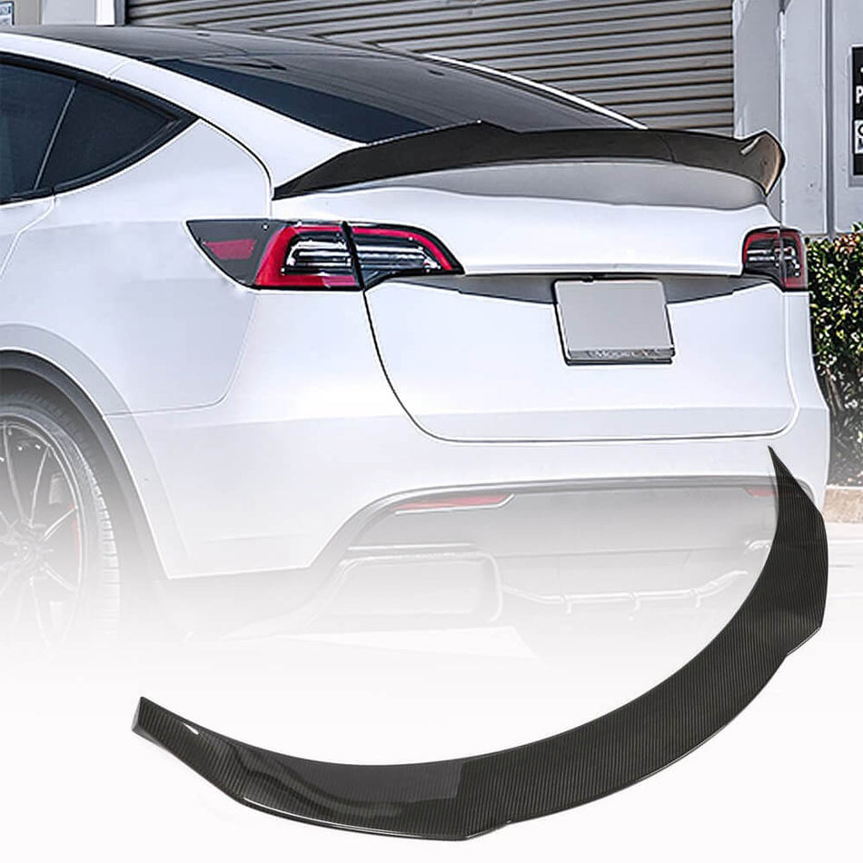 For Tesla Model Y Dry Carbon Fiber Rear Trunk Spoiler Boot Wing Lip