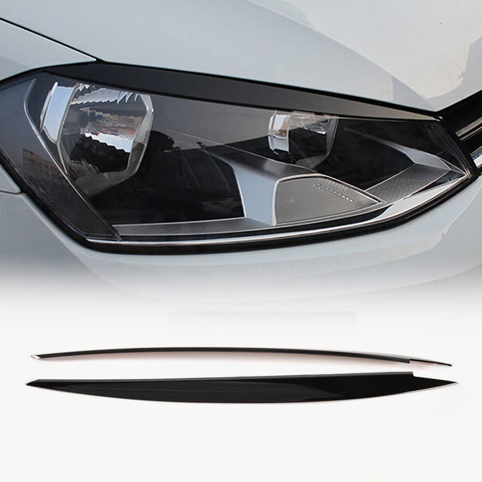 For Volkswagen VW Golf MK7 Glossy Black Front Headlight Eyebrows Lamp Eyelids