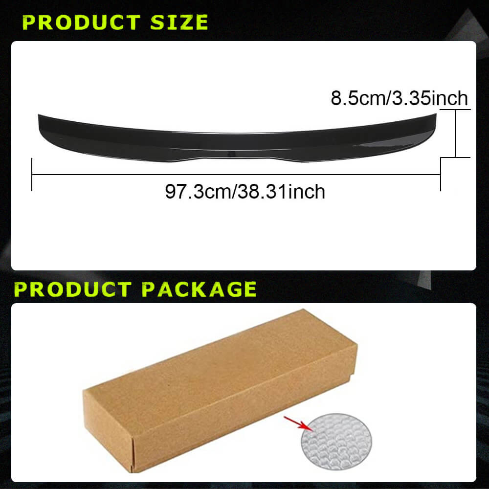 Audi A3 ABS roof spoiler product size and package reference