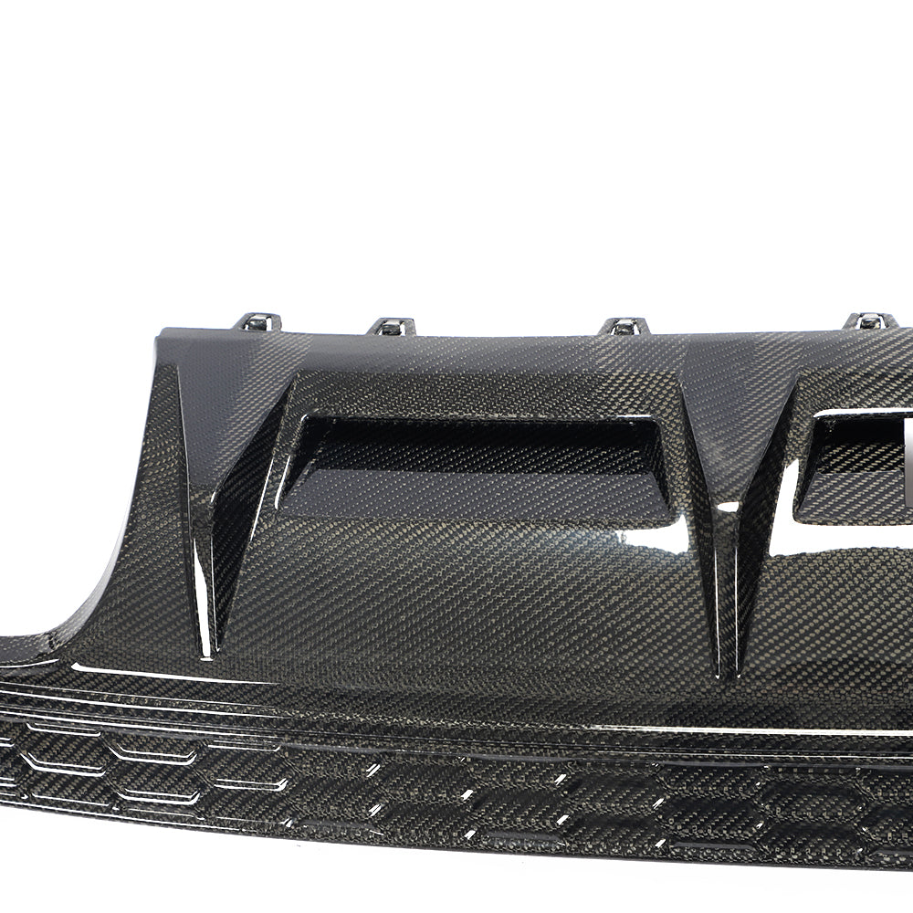 Lower vent and carbon fiber surface detail on the Audi A3 S Line S3 8Y rear diffuser